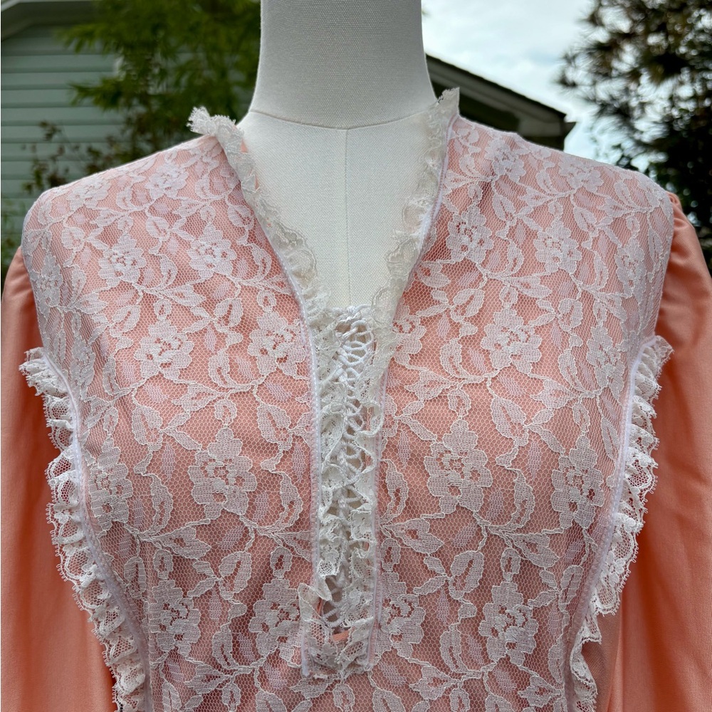 Vintage 70s Handmade Peach Gown - Picture 3 of 13